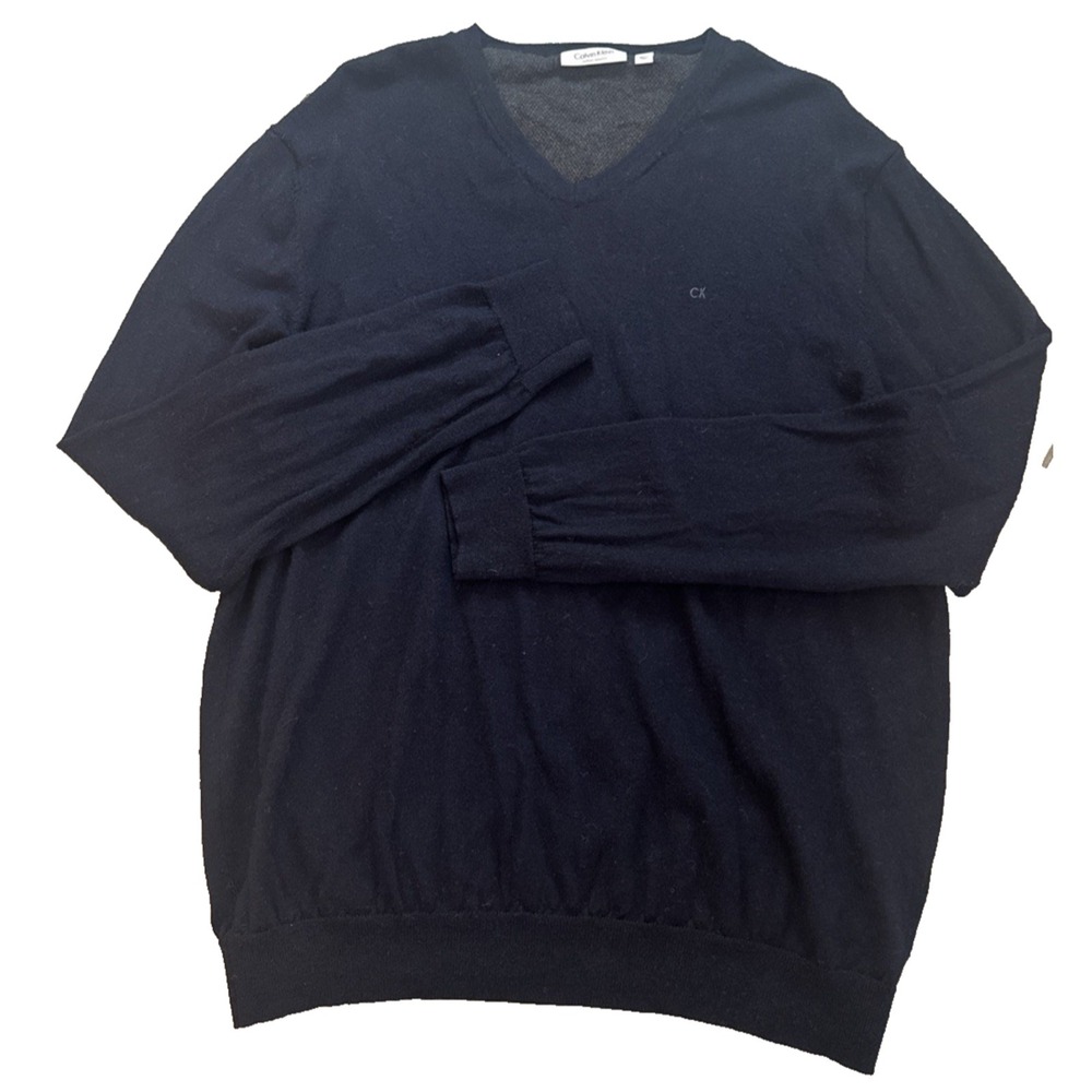 Vintage Calvin Klein 100% Italian Merino Wool Sweater Dark Blue Men's Size XL